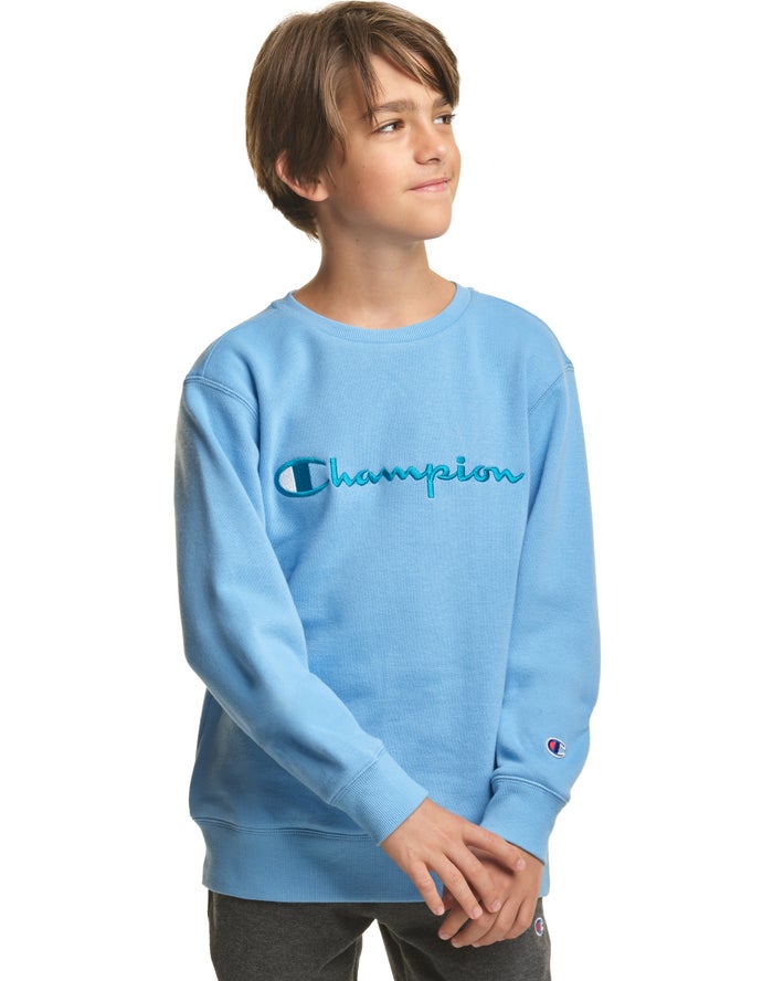 Champion Fleece Crew Embroidered Logo Sweatshirt Jongens - Blauw - Belgie 8560PJDYB